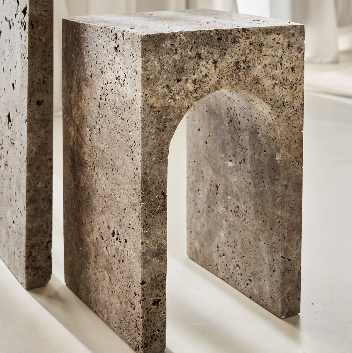 rare silver travertine side table for elegant and minimalistic interiors