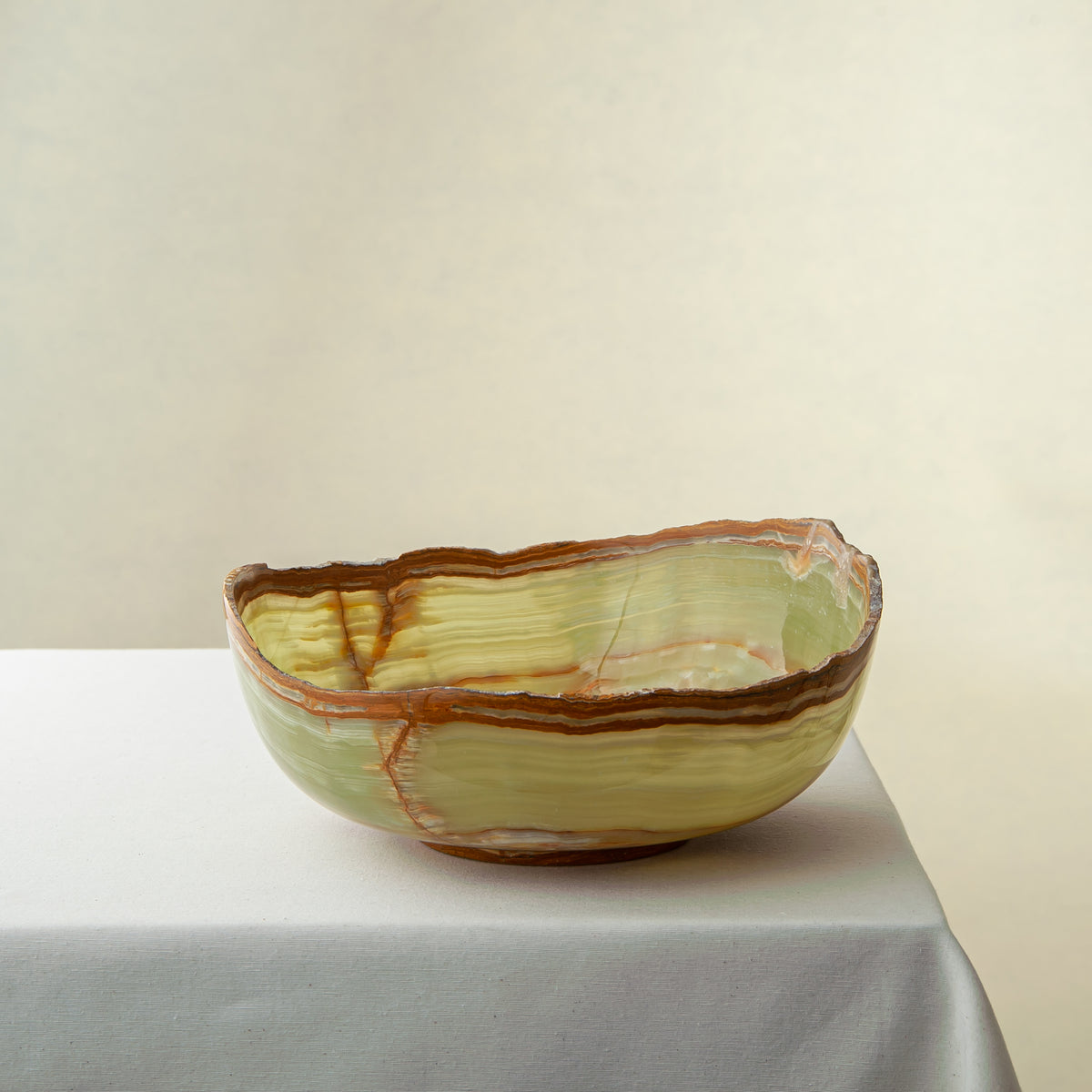 one of a kind rare green onyx bowl handcrafted by Uniiqo Studio for luxurious interior